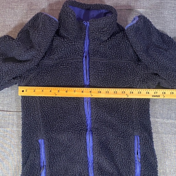 J.Crew XS Navy Faux Fur Sherpa Fleece Jacket Zip-Up Women’s Cozy - Picture 6 of 10